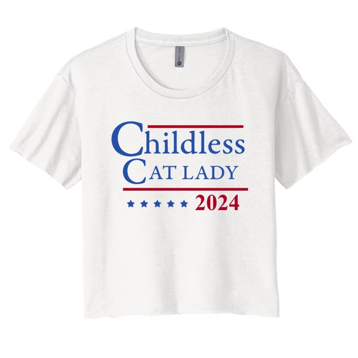 Browbrotherr Childless Cat Lady 2024 Women's Crop Top Tee