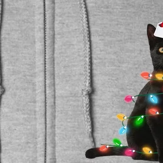 Black Cat Christmas Light Funny Cat Lover Christmas Full Zip Hoodie