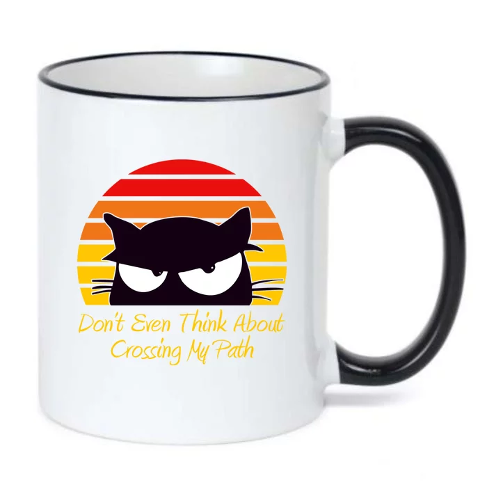 Black Cat Crossing His Path Funny Novelty Gift Black Color Changing Mug