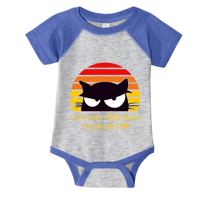 Black Cat Crossing His Path Funny Novelty Gift Infant Baby Jersey Bodysuit