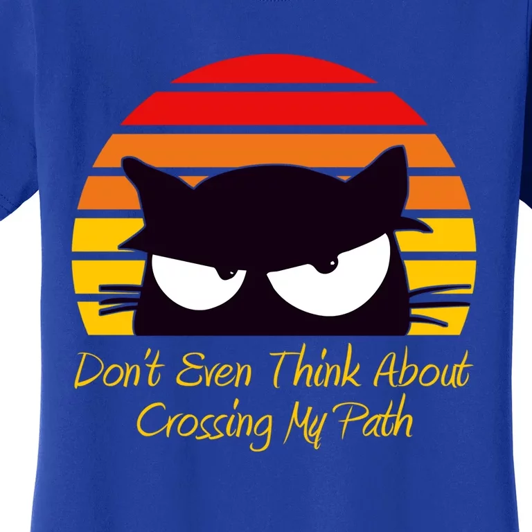 Black Cat Crossing His Path Funny Novelty Gift Women's T-Shirt