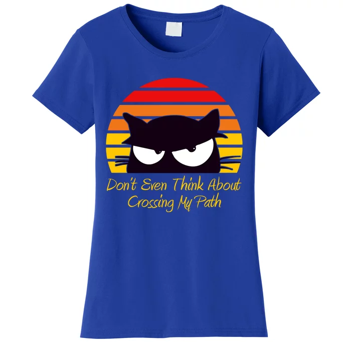 Black Cat Crossing His Path Funny Novelty Gift Women's T-Shirt