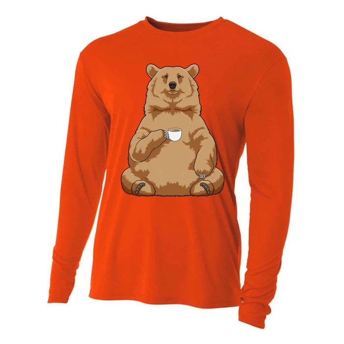 Bear Coffee Cup Gift Cooling Performance Long Sleeve Crew