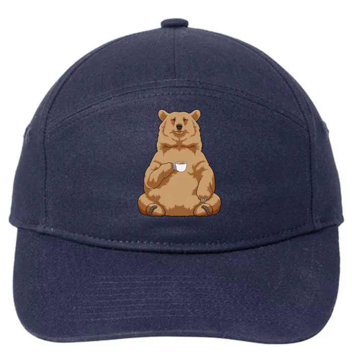 Bear Coffee Cup Gift 7-Panel Snapback Hat