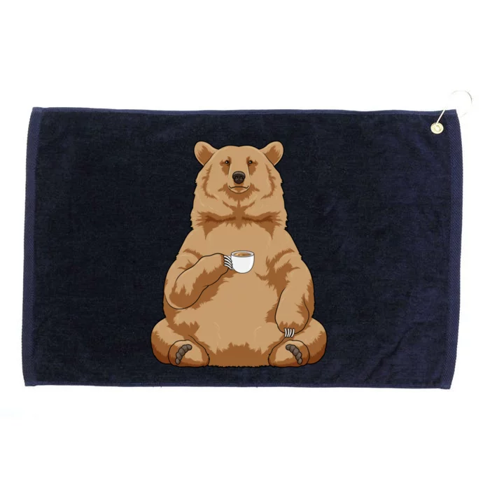 Bear Coffee Cup Gift Grommeted Golf Towel