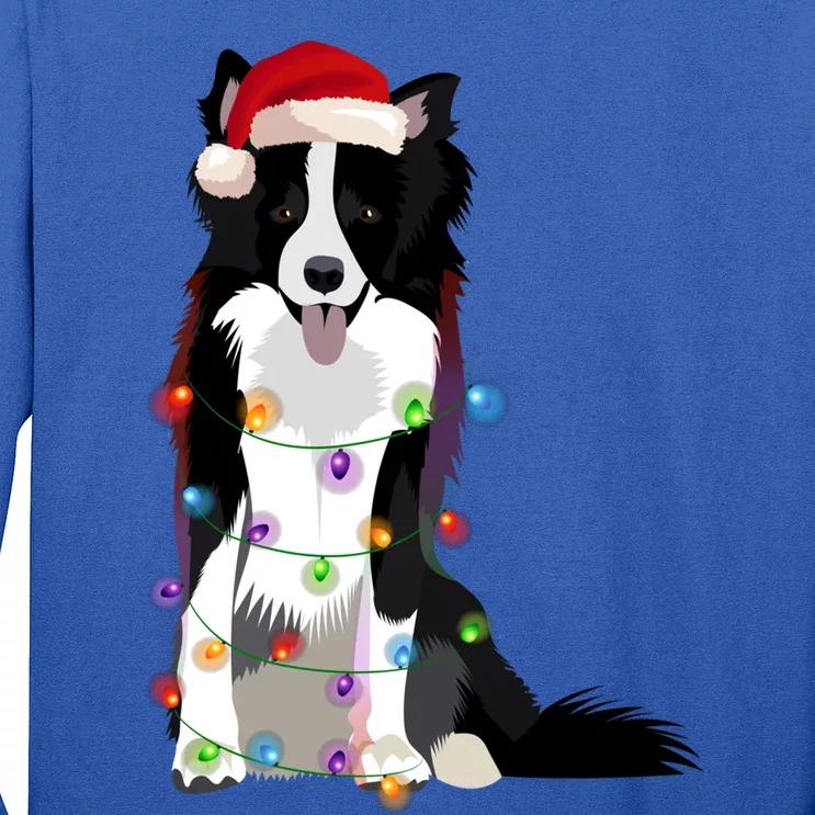 Border Collie Christmas Lights Xmas Dog Lover Cute Gift Long Sleeve Shirt