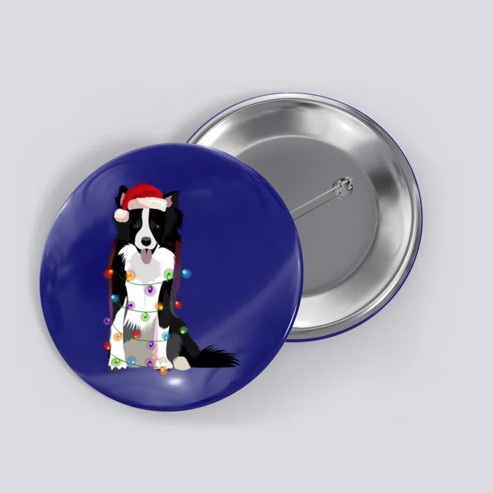 Border Collie Christmas Lights Xmas Dog Lover Cute Gift Button