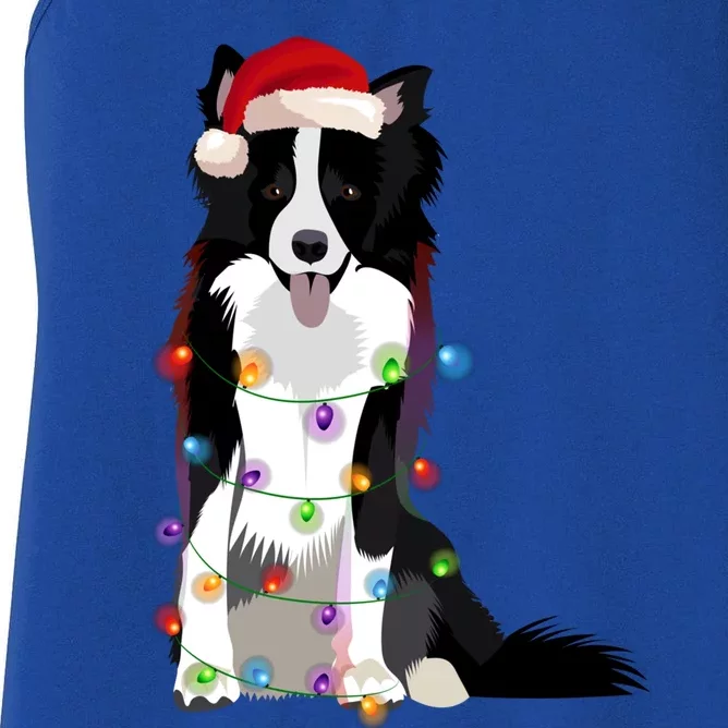 Border Collie Christmas Lights Xmas Dog Lover Cute Gift Women's Racerback Tank