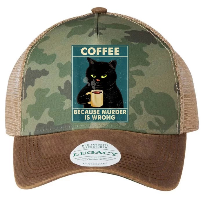 Black Cat Coffee Cat Because Murder Is Wrong Cat Legacy Tie Dye Trucker Hat