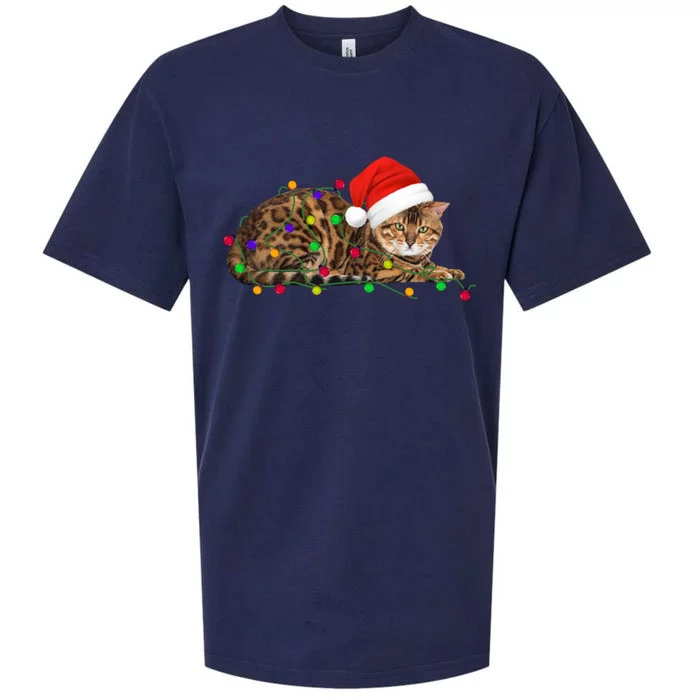 Bengal Cat Christmas Lights Xmas Cat Lover Great Gift Sueded Cloud Jersey T-Shirt