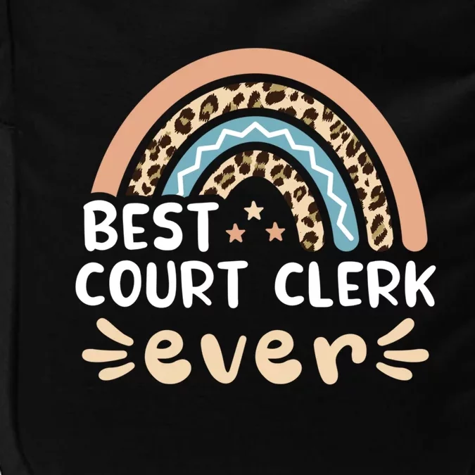 Best Court Clerk Ever Leopard Rainbow Mom Gift Impact Tech Backpack