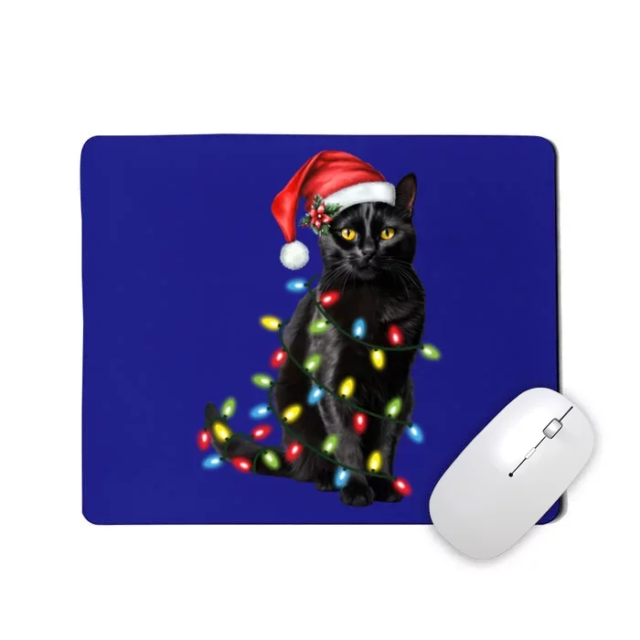 Black Cat Christmas Light Cats Lover Xmas Gift Mousepad