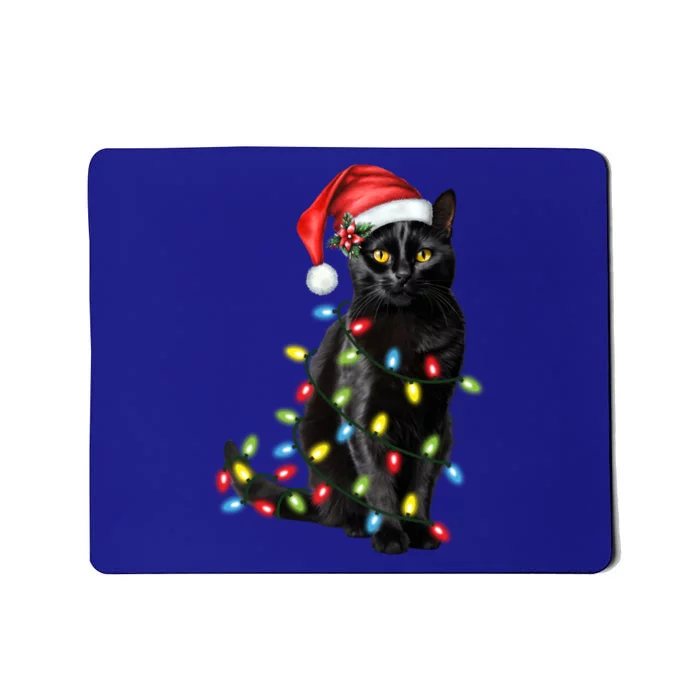 Black Cat Christmas Light Cats Lover Xmas Gift Mousepad