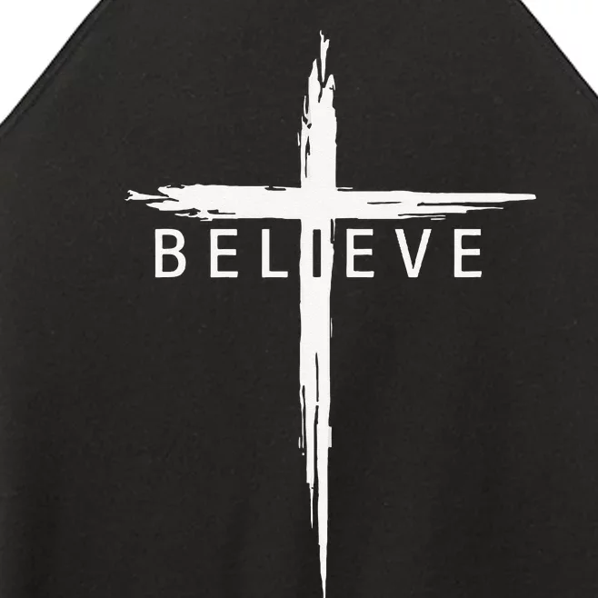 Believe Christian Cross Jesus Christ Christians Men Women Women’s Perfect Tri Rocker Tank