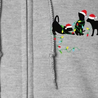 Black Cats Christmas Light Funny Cat Lover Christmas Full Zip Hoodie