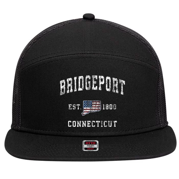 Bridgeport Connecticut Ct Vintage American Flag 7 Panel Mesh Trucker Snapback Hat