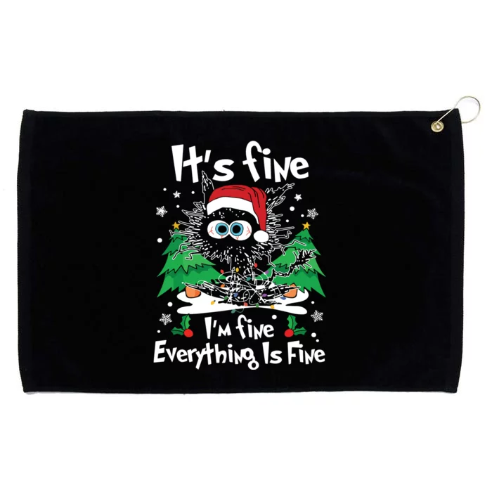 Black Cat Christmas Its Fine Im Fine Everything Is Fine Grommeted Golf Towel