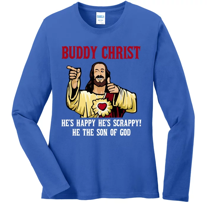 Buddy Christ Christmas Cool Jesus Religious Christian Ladies Long Sleeve Shirt