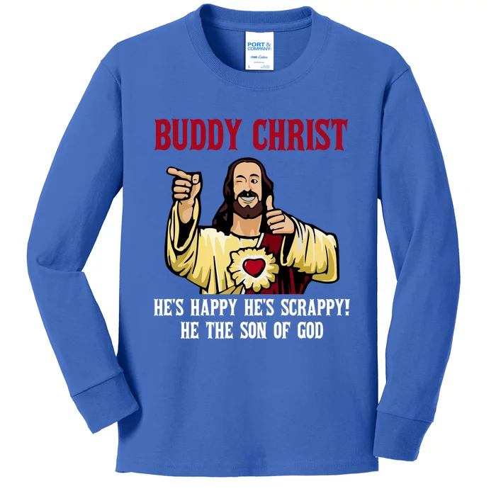 Buddy Christ Christmas Cool Jesus Religious Christian Kids Long Sleeve Shirt