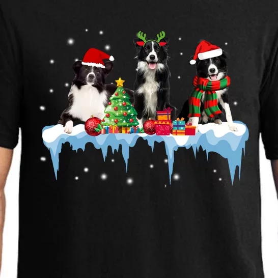 Border Collie Christmas Reindeer Santa Hat Scraf Xmas Pajama Gift Pajama Set