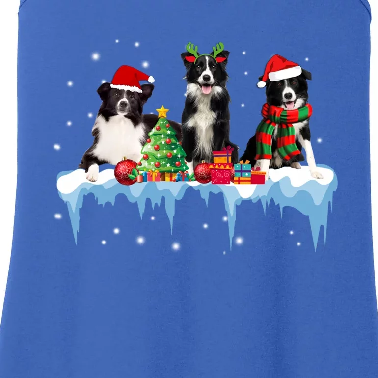 Border Collie Christmas Reindeer Santa Hat Scraf Xmas Pajama Gift Ladies Essential Tank