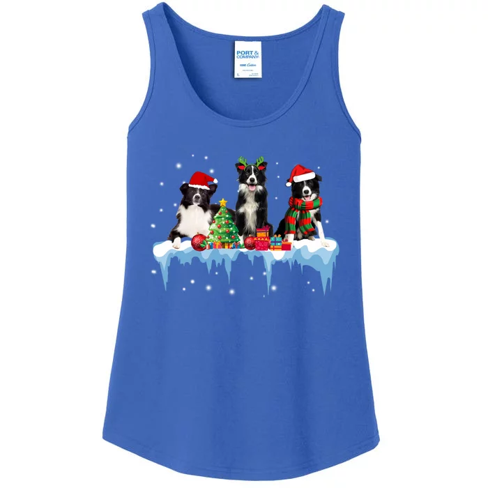 Border Collie Christmas Reindeer Santa Hat Scraf Xmas Pajama Gift Ladies Essential Tank