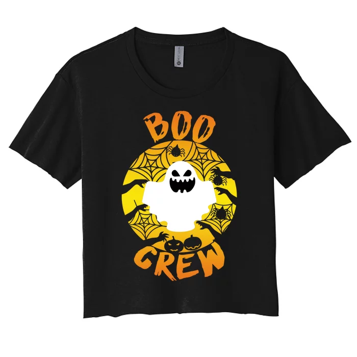 Boo Crew Cute Halloween Ghost Women's Crop Top Tee