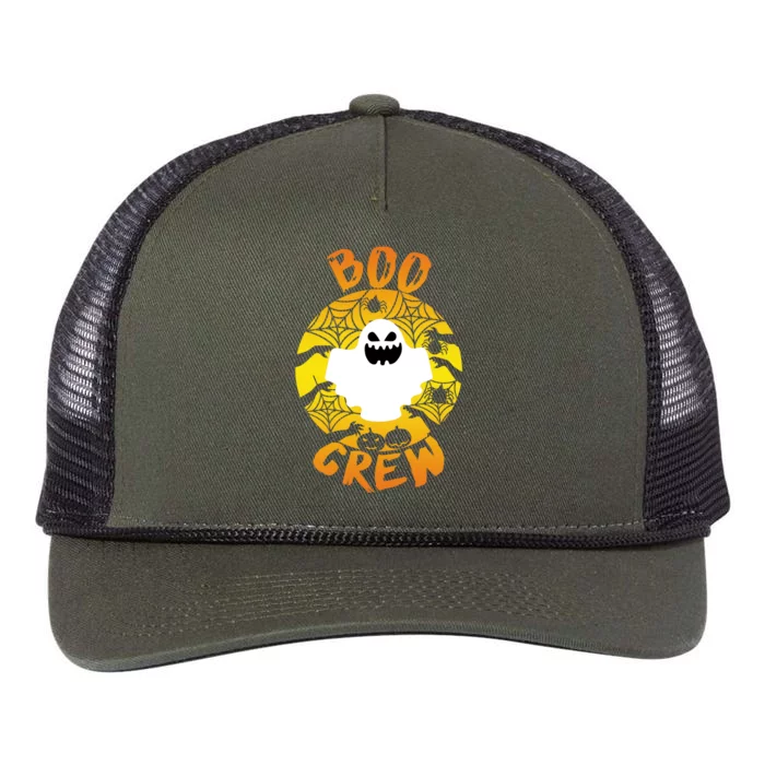 Boo Crew Cute Halloween Ghost Retro Rope Trucker Hat Cap