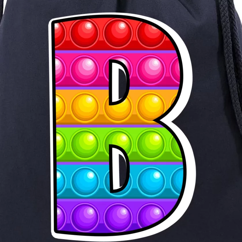 B Cutest Capital Letter B Alphabet Funny Poppin Pop It Funny Gift Drawstring Bag