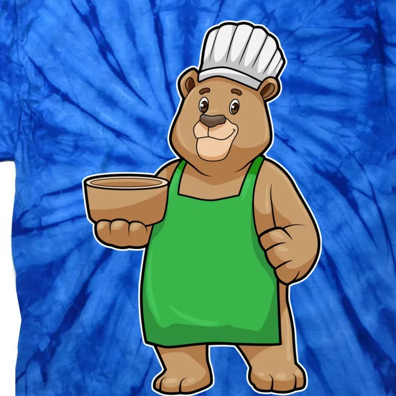 Bear Cook Chef Hat Bowl Gift Tie-Dye T-Shirt