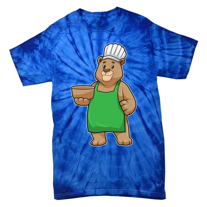 Bear Cook Chef Hat Bowl Gift Tie-Dye T-Shirt