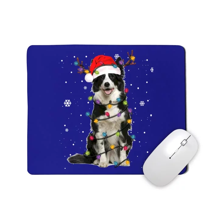 Border Collie Christmas Santa Xmas Lights Dog Lover Gift Mousepad