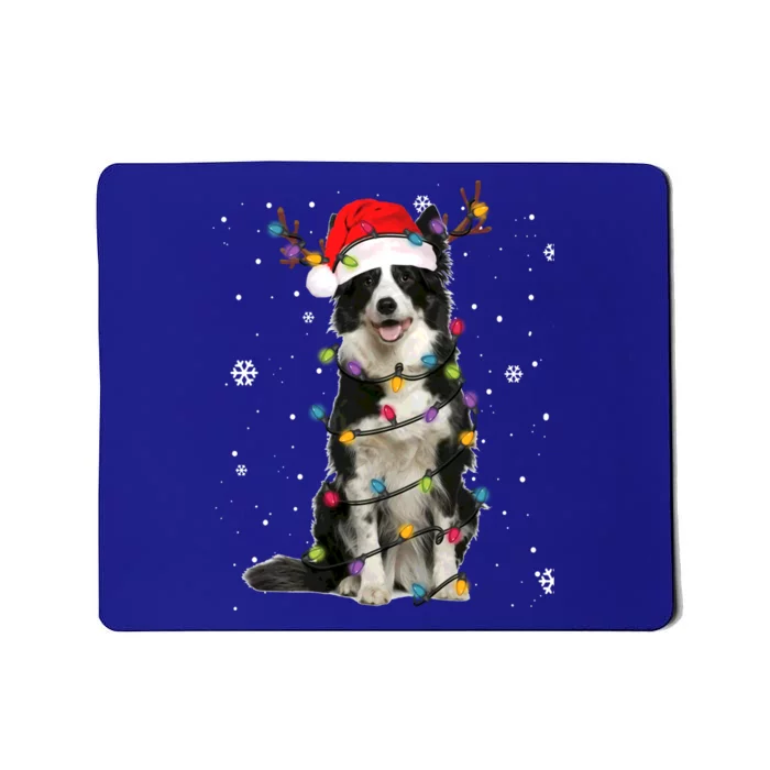 Border Collie Christmas Santa Xmas Lights Dog Lover Gift Mousepad