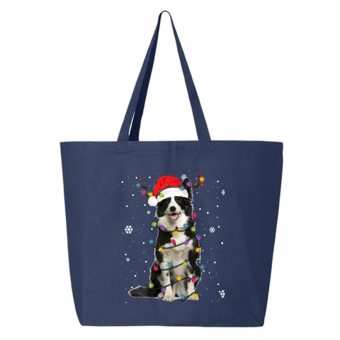 Border Collie Christmas Santa Xmas Lights Dog Lover Gift 25L Jumbo Tote