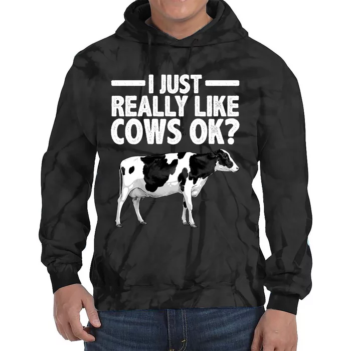 Best Cow Design Cattle Farming Dairy Cow Lover Tie Dye Hoodie