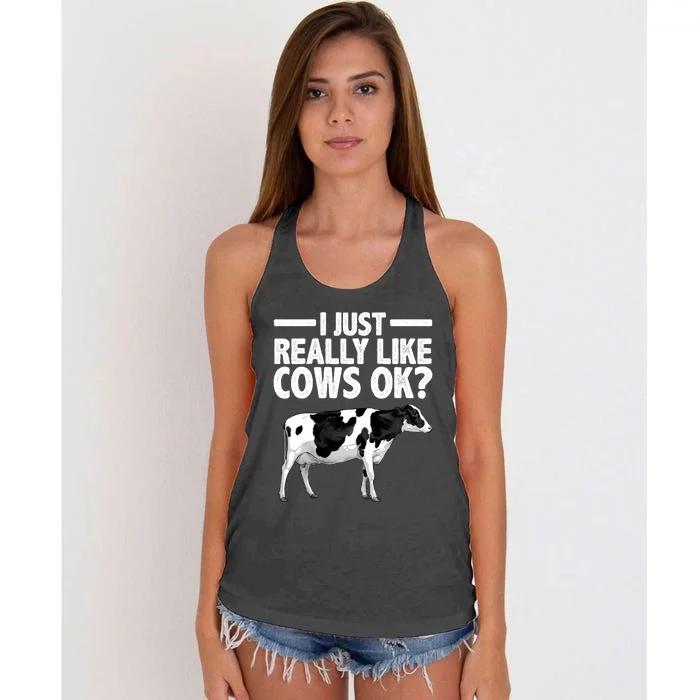 Best Cow Design Cattle Farming Dairy Cow Lover Women's Knotted Racerback Tank