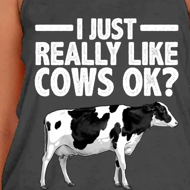 Best Cow Design Cattle Farming Dairy Cow Lover Women's Knotted Racerback Tank