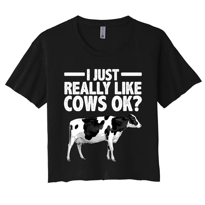 Best Cow Design Cattle Farming Dairy Cow Lover Women's Crop Top Tee