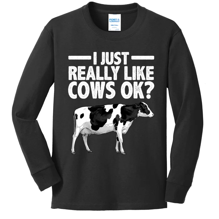 Best Cow Design Cattle Farming Dairy Cow Lover Kids Long Sleeve Shirt