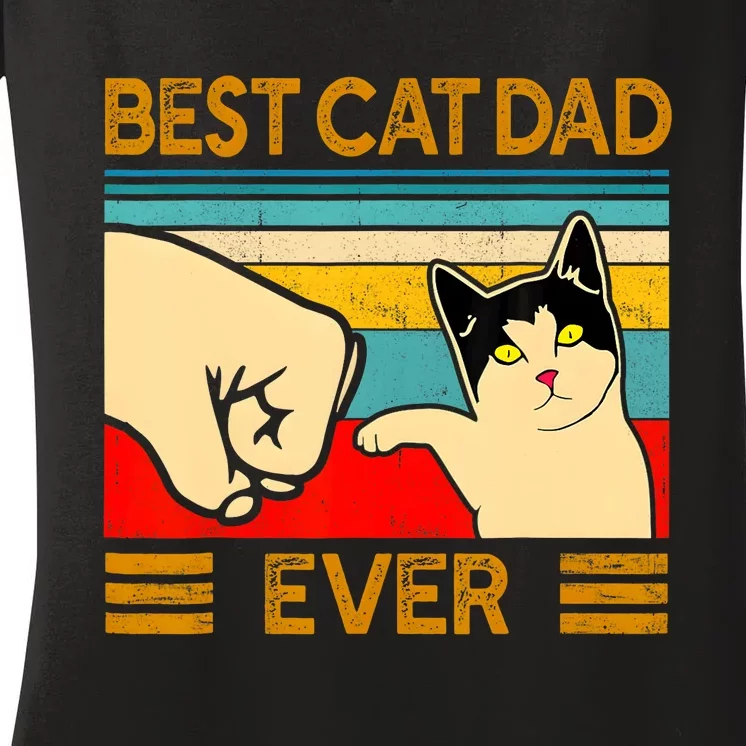 Best Cat Dad Ever FatherS Day Gift Cat Daddy Women's V-Neck T-Shirt