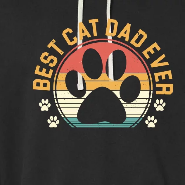 Best Cat Dad Ever Retro Sunset Garment-Dyed Fleece Hoodie