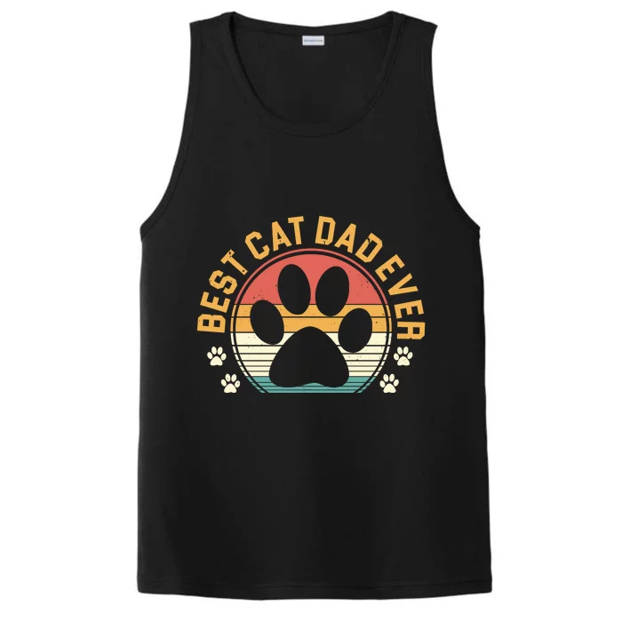 Best Cat Dad Ever Retro Sunset Performance Tank