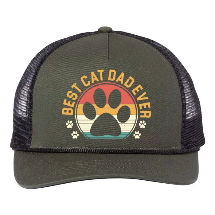 Best Cat Dad Ever Retro Sunset Retro Rope Trucker Hat Cap