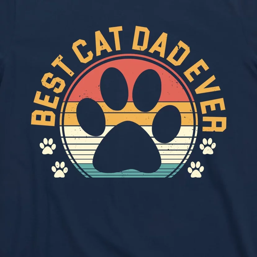 Best Cat Dad Ever Retro Sunset T-Shirt