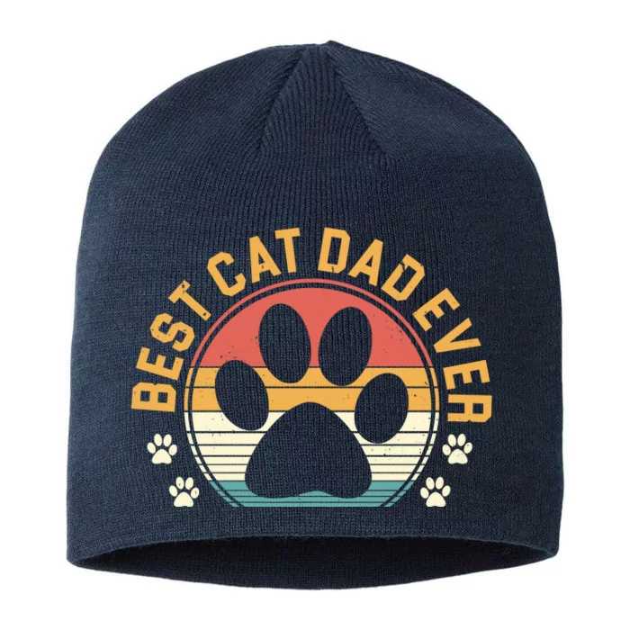 Best Cat Dad Ever Retro Sunset 8 1/2in Sustainable Knit Beanie