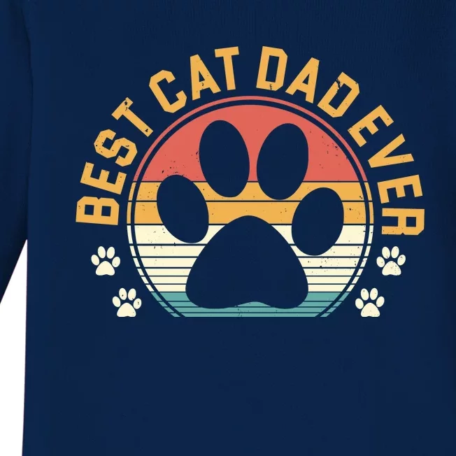 Best Cat Dad Ever Retro Sunset Baby Long Sleeve Bodysuit