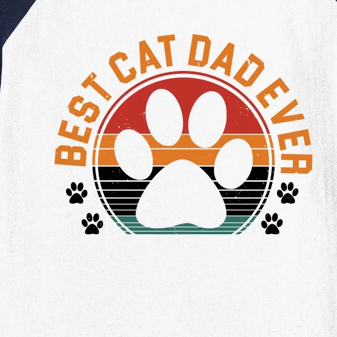 Best Cat Dad Ever Retro Sunset Baseball Sleeve Shirt