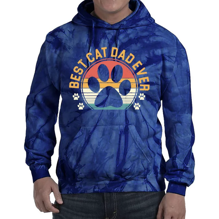 Best Cat Dad Ever Retro Sunset Tie Dye Hoodie