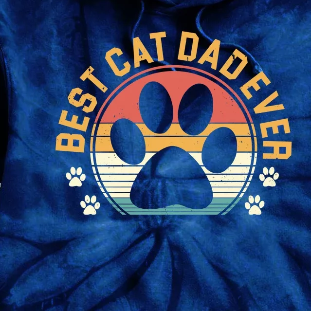 Best Cat Dad Ever Retro Sunset Tie Dye Hoodie