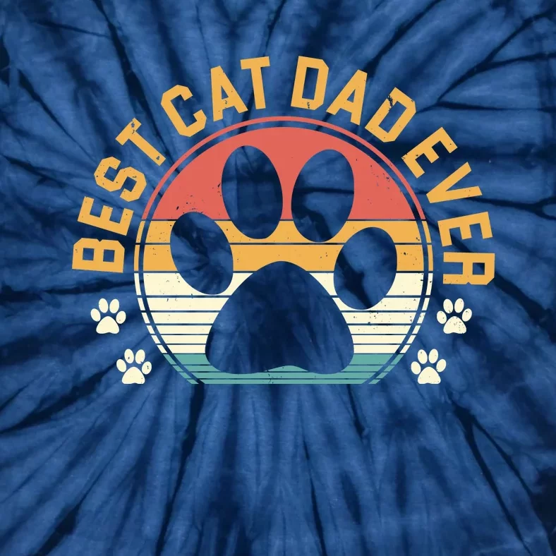 Best Cat Dad Ever Retro Sunset Tie-Dye T-Shirt